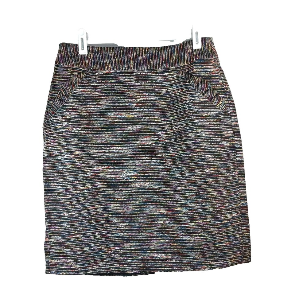 Ann Taylor Loft Petites 4P Pencil Skirt Tweed Colorful Ruffle Pocket Mulit-color